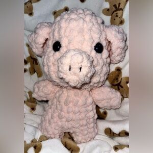 Pink Handmade Crochet Pig
